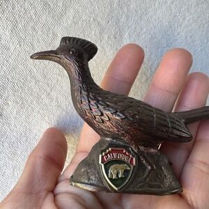 Vintage Roadrunner Figurine Bronze Metal California Bear Japan Mid-Century bird
